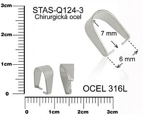 Šlupna CHIRURGICKÁ OCEL ozn.-STAS-Q124-3. velikost 7x8mm