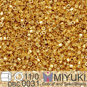 Korálky Miyuki Delica (fazetované) 11/0. Barva 24kt Gold Plated Cut DBC0031. Balení 3g.