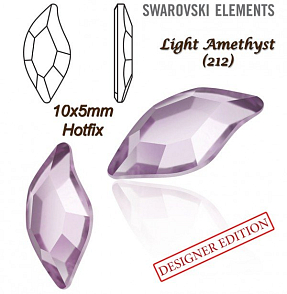 SWAROVSKI HOT-FIX 2797 tvar DIAMOND LEAF FB velikost 10x5mm barva LIGHT AMETHYST 