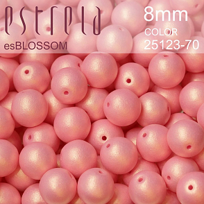 Korálky esBLOSSOM voskované tvar kulatý. Velikost 8mm. Barva 25123-70 (růžová+listr). Balení 15ks na návleku. 