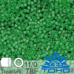 Korálky TOHO tvar TREASURE (válcové). Velikost 11/0. Barva č. 7BF-Transparent-Frosted Grass Green . Balení 5g.