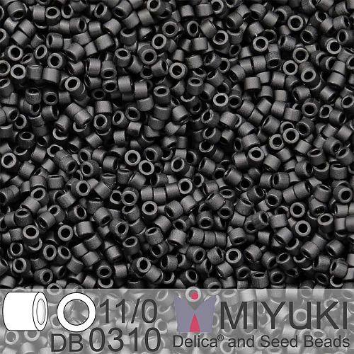 Korálky Miyuki Delica 11/0. Barva Matte Black  DB0310. Balení 5g.