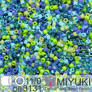 Korálky Miyuki Delica 11/0. Barva Aurora Mix DB3131. Balení 5g.