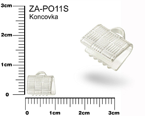 Koncovka zubatá  ZA-PO11S. Barva pokov stříbrná velikost 8x7mm.