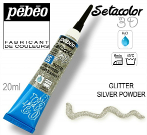 Kontura 3D SETACOLOR. Výrobce Pebeo. Barva 36 GLITTER SILVER POWDER. 