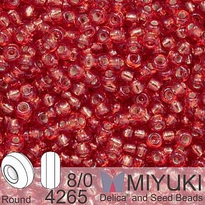 Korálky Miyuki Round 8/0. Barva 4265 Duracoat Silverlined Dyed Light Watermelon. Balení 5g