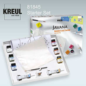 sada barev na Hedvábí Javana výrobce KREUL č. 81845 Starter Set 5 barev, štětec, kontura, sůl atd..