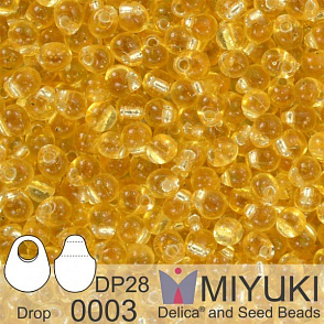 Korálky Miyuki Drop 2,8mm. Barva 0003 S/L Gold Balení 5g