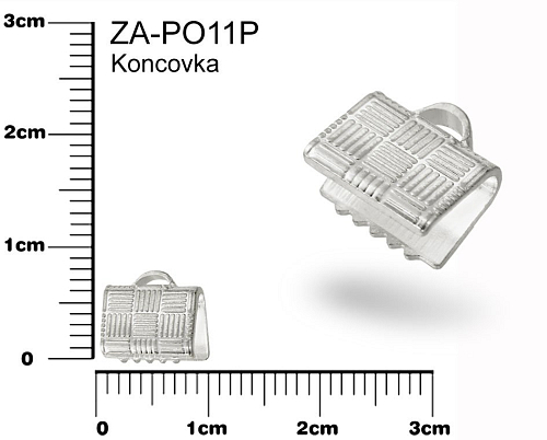 Koncovka zubatá  ZA-PO11S. Barva pokov platina velikost 8x7mm.