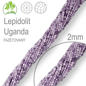 Korálky z minerálů Lepidolit Uganda Fazetovaný přírodní polodrahokam. Velikost pr.2mm. Balení 190Ks