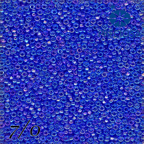Korálky Preciosa Round 7/0. Barva 7063 Modrá s pokovem. Balení 25g