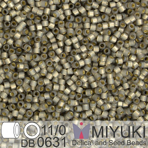 Korálky Miyuki Delica 11/0. Barva Dyed Rustic Gray S/L Alabaster DB0631. Balení 5g.