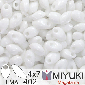 Korálky MIYUKI tvar Long MAGATAMA velikost 4x7mm. Barva LMA-402 White. Balení 5g.