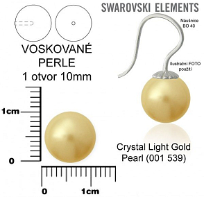 SWAROVSKI 5818 Voskované Perle 1otvor barva 539 CRYSTAL LIGHT GOLD PEARL velikost 10mm.
