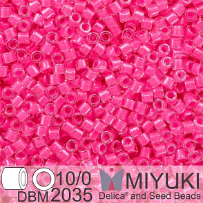Korálky Miyuki Delica 10/0. Barva Luminous Wild Strawberry  DBM2035. Balení 5g.