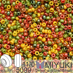 Korálky Miyuki Round 11/0. Barva Light Indian Summer Mix 5099. Balení 5g.