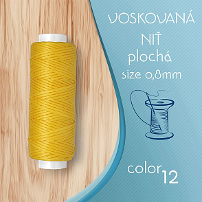 Voskovaná nit 0,8mm PLOCHÁ cívka 30m barva č.12 Yellow