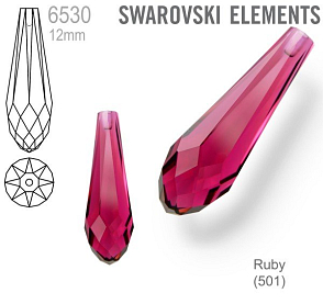 SWAROVSKI 6530 Pure Drop Pendant velikost 12mm. Barva Ruby 