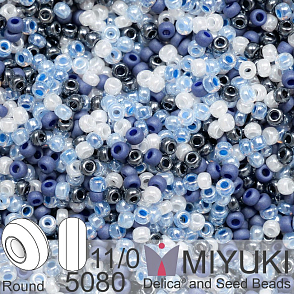 Korálky Miyuki Round 11/0. Barva Blue Wonder Mix 5080. Balení 5g.