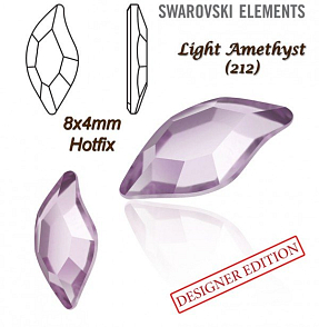 SWAROVSKI HOT-FIX 2797 tvar DIAMOND LEAF FB velikost 8x4mm barva LIGHT AMETHYST 