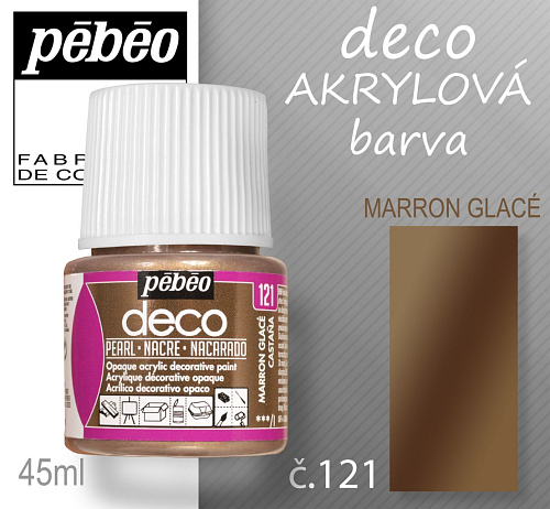 Barva AKRYLOVÁ perleťová Pébeo DECO. Odstín č.121 MARRON GLACÉ. Balení 45 ml.