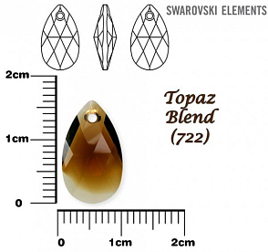 SWAROVSKI Pear-Shaped 6106 barva TOPAZ BLEND velikost 16mm.