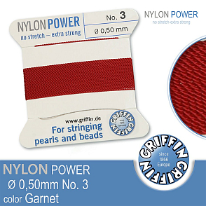 NYLON Power velmi pevná nit GRIFFIN síla nitě 0,50mm Barva Garnet