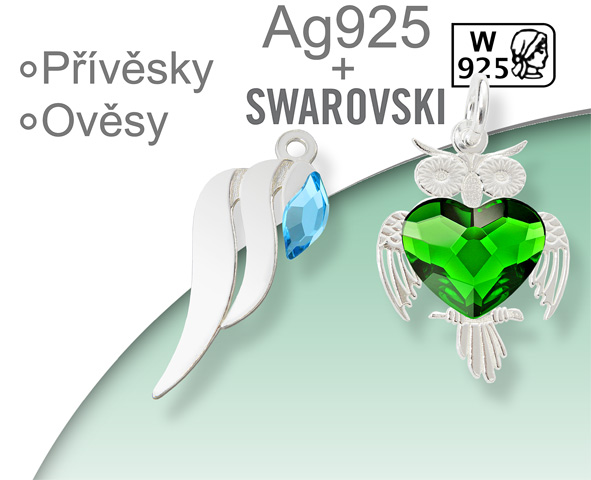 Stříbro Ag925 Swarovski Přívěsky pro zavěšení