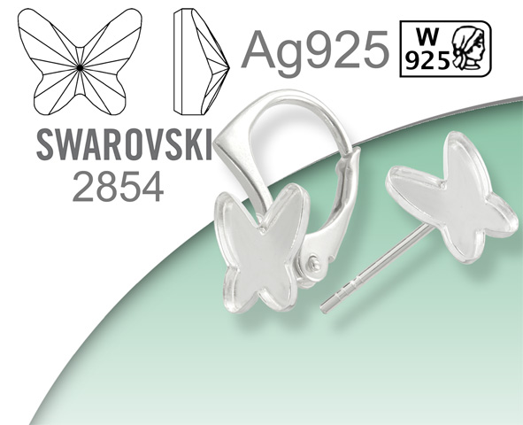 Stříbro Ag925 pro Swarovski 2854 Butterfly Flat Back