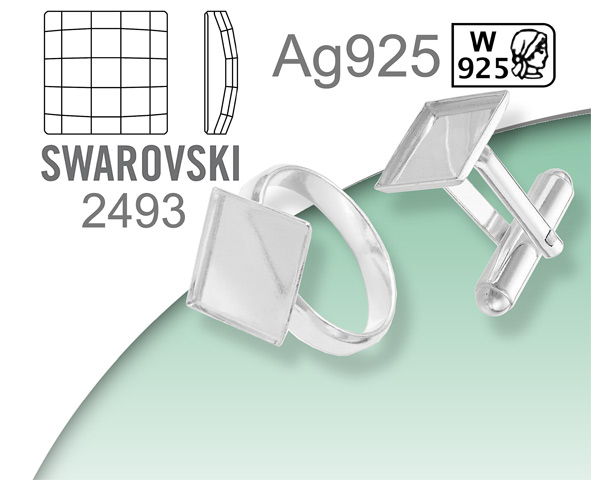 Stříbro Ag925 pro Swarovski 2493 Chessboard 10mm