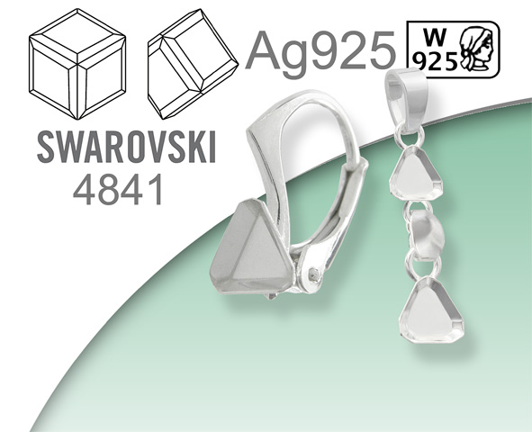Stříbro Ag925 pro Swarovski 4841 Angled Cube