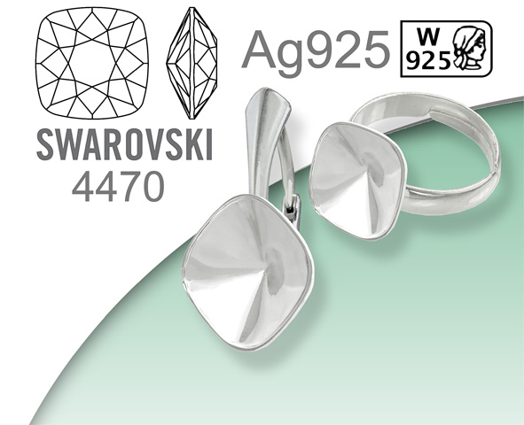 Stříbro Ag925 pro Swarovski 4470 Fancy Stone