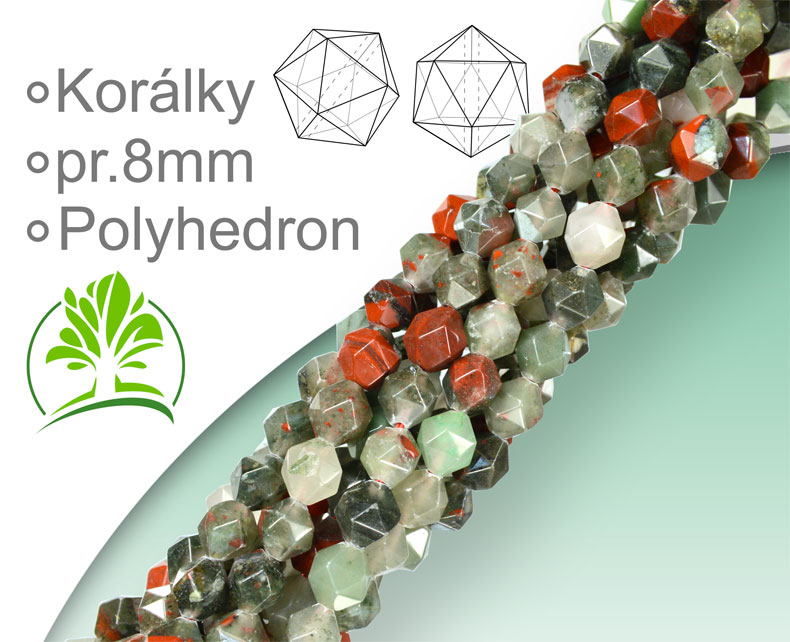 Minerály Korálky POLYHEDRON 8mm Fazetované