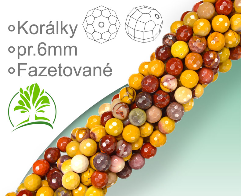 Minerály Korálky ROUND 6mm Fazetované