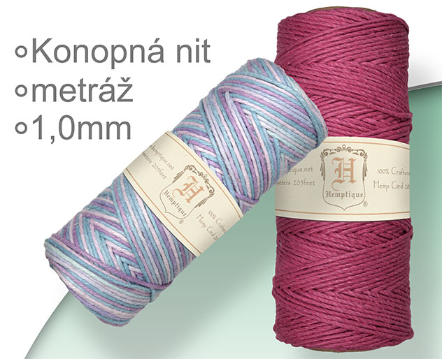 HEMP CORD konopná nit 1,0mm METRÁŽ