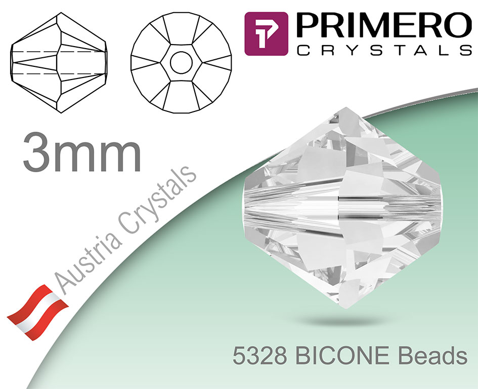 PRIMERO Crystals 5328 Bicone BEADS 3mm