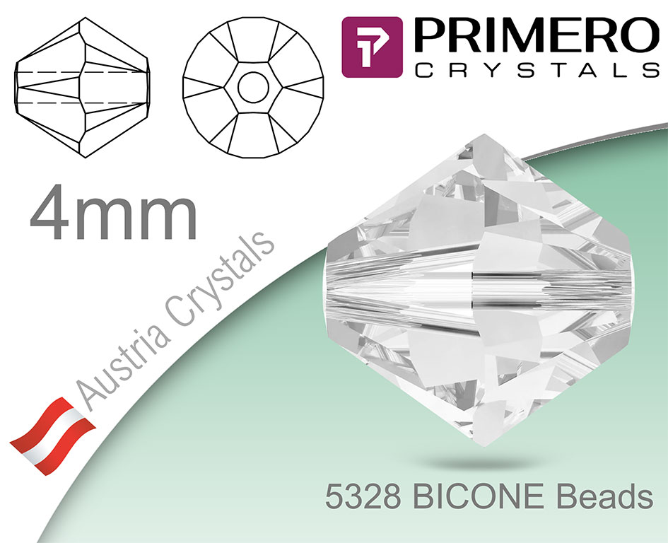 PRIMERO Crystals 5328 Bicone BEADS 4mm