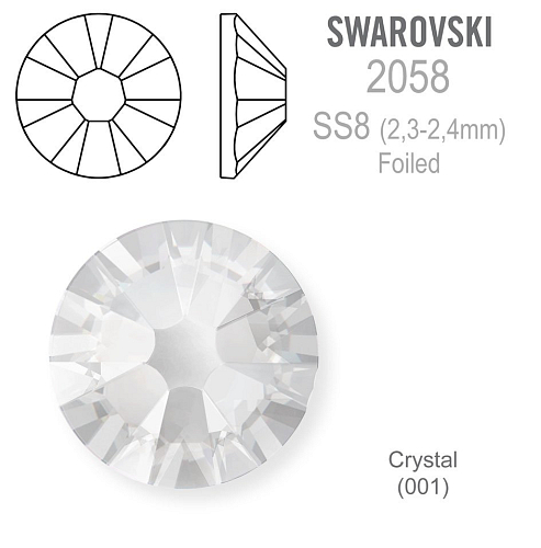 SWAROVSKI FOILED velikost SS8 barva CRYSTAL 
