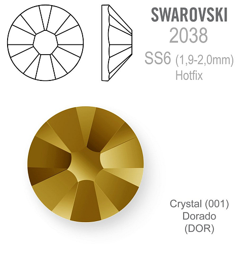 SWAROVSKI xilion rose HOT-FIX velikost SS6 barva CRYSTAL DORADO 