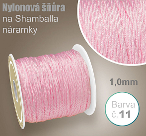 Nylonová šňůra COPÁNKOVÁ na Shamballa náramky průměr nitě 1,0mm. Barva č.11 Světle Růžová