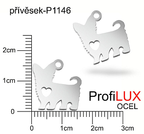 Přívěsek Chirurgická Ocel ozn-P1146 PES se srdcem velikost 17x15mm. Řada přívěsků ProfiLUX