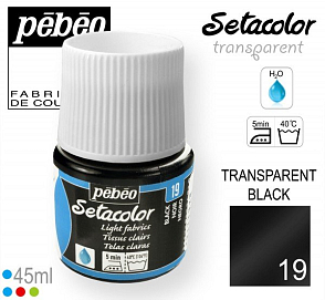 Barva na Textil SETACOLOR Transparent Pebeo. barva č. 19 BLACK. Balení 45ml. 