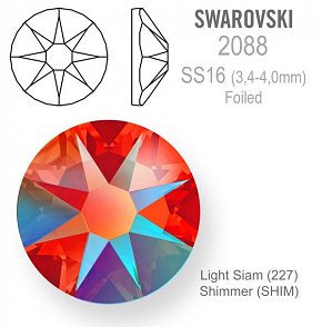 SWAROVSKI 2088 XIRIUS FOILED velikost SS16 barva Light Siam Shimmer