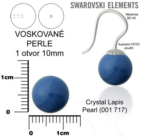 SWAROVSKI 5818 Voskované Perle 1otvor barva 717 CRYSTAL LAPIS PEARL velikost 10mm.