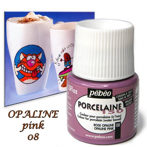 Barva na porcelán vypalovací PORCELAIN 150-barva OPALINE PINK č.08 objem 45ml