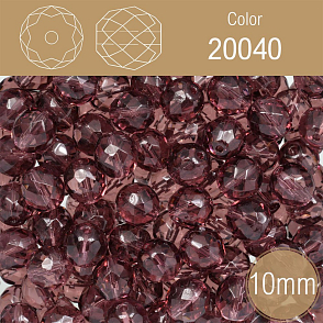 Korálky BROUŠENÉ 10mm. Barva 20040. Průhledná fialová. Balení 10Ks.