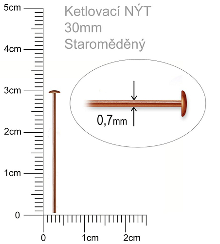 Ketlovací Nýt  velikost 30mm. Barva staroměděná.