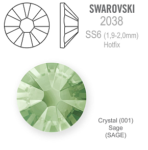 SWAROVSKI xilion rose HOT-FIX velikost SS6 barva CRYSTAL SAGE 