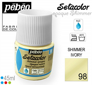 Barva na Textil SETACOLOR OPAQUE SHIMMER Pebeo. barva č. 98 IVORY. Balení 45ml.