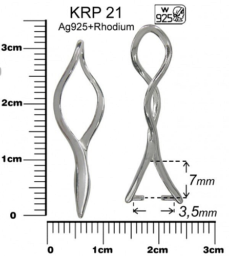 ŠLUPNA ozn.KRP 21 R. Materiál AG925+RHODIUM.váha 1,38g.